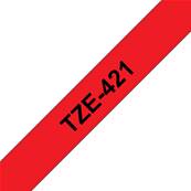 TZE-421 - Ruban Laminé BROTHER - 9mm de large - Noir/Rouge