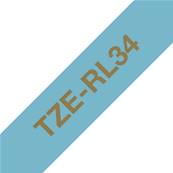 TZE-RL34 - Ruban Tissu BROTHER - 12mm de large - Or/Bleu clair