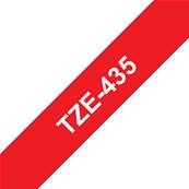TZE-435 - Ruban Laminé BROTHER - 12mm de large - Blanc/Rouge brillant