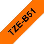 TZE-B51 - Ruban Laminé BROTHER - 24mm de large - Noir/Orange fluo