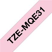 TZE-MQE31 - Ruban Laminé BROTHER - 12mm de large - Noir/Rose pastel