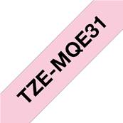 TZE-MQE31 - Ruban Laminé BROTHER - 12mm de large - Noir/Rose pastel