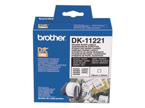 DK-11221 - Etiquettes Carrées BROTHER - 23mm de large - Noir/Blanc
