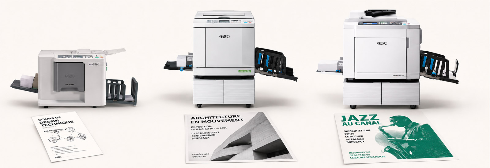 Comparer plusieurs duplicopieurs RISO pour choisir un modèle professionnel adapté