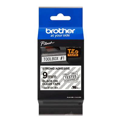 TZE-S121 - Ruban Laminé BROTHER - 9mm de large - Noir/Transparent