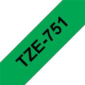 TZE-751 - Ruban Laminé BROTHER - 24mm de large - Noir/Vert