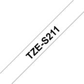 TZE-S211 - Ruban Laminé BROTHER - 6mm de large - Noir/Blanc